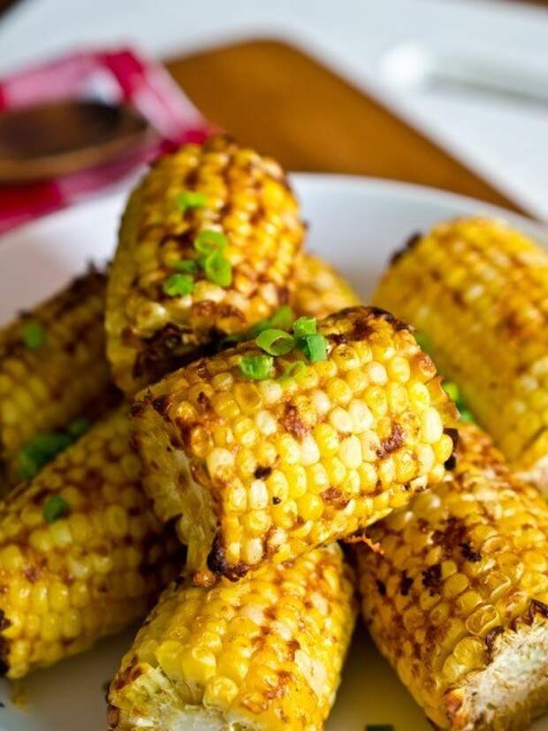 Кукуруза-гриль с чесноком и зеленым луком вкусно, кукуруза, рецепт