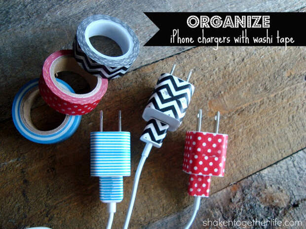 Keep your electronics pretty (and organized!) with washi tape.