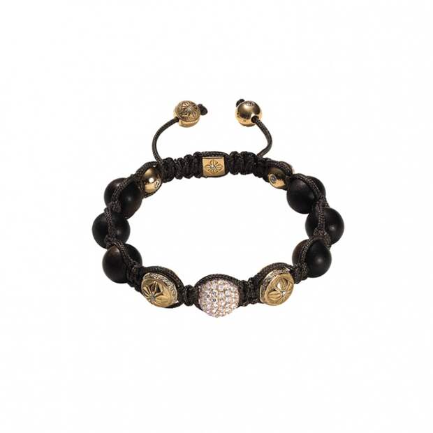 Браслет, розовое золото, бриллианты, эбеновое дерево, Shamballa