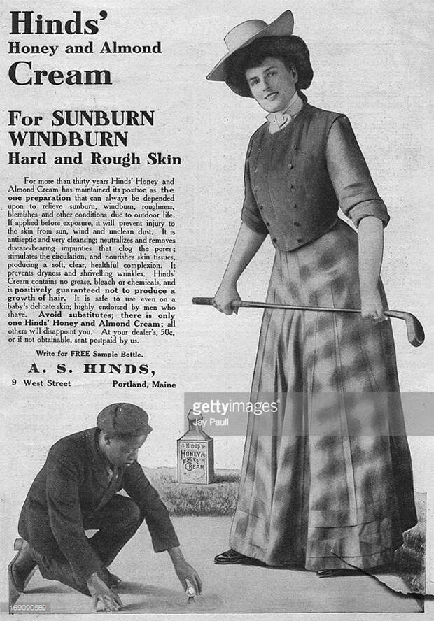 Реклама крема Hinds с медом и миндалем, Портленд, Мэн, 1907. америка, история, реклама
