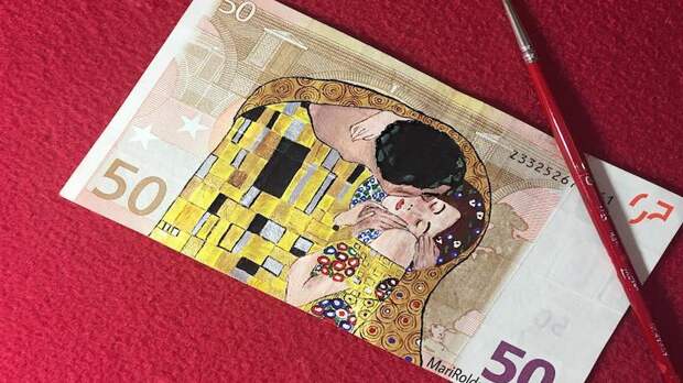 Искусство дороже денег: Испанка рисует шикарные картины на купюрах в 50 евро