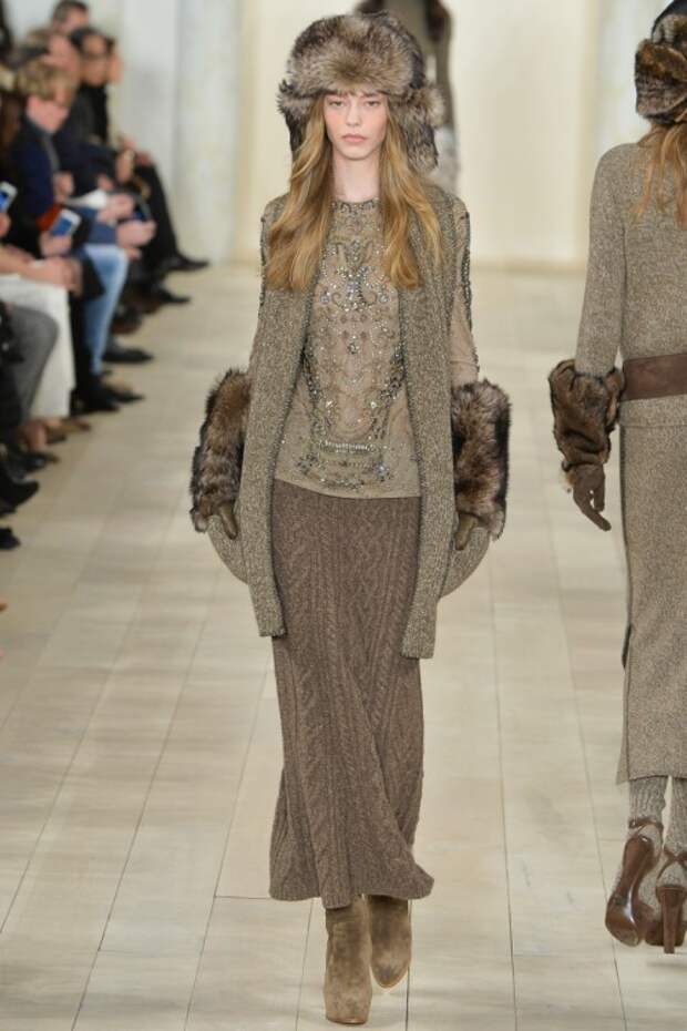 осень-зима 2015-2016, NYFW, knitwear, Неделя моды, вязана мода, кэмел, вязаный кардиган, вязаная юбка (фото 2)