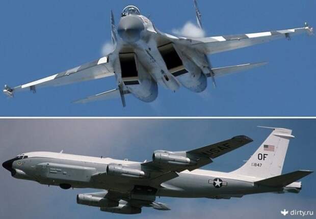 ПОЯВИЛОСЬ ВИДЕО ПЕРЕХВАТА CУ-27 АМЕРИКАНСКОГО РАЗВЕДЧИКА RC-135