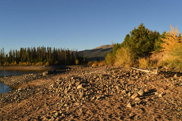 Dillon Reservoir in Frisco, Colorado, where extreme drought is drawing down reservoirs across the state, September, 2018.