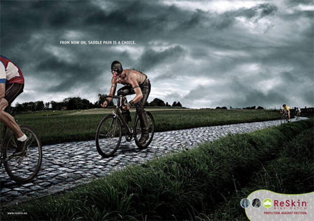 Мазохист-велосипедист в рекламе генитального пластыря