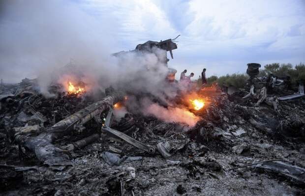 На месте крушения пассажирского самолета Boeing 777 в Донецкой области, 17 июля 2014 года