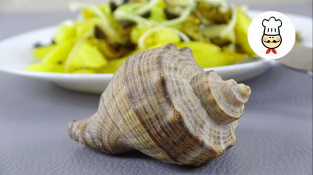 Фото к рецепту: Жареный картофель с морскими улитками (рапаны)