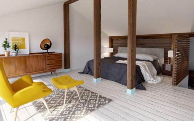 Дизайн-проект в таунхаусе, стильная спальня