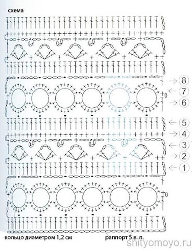 Ажурная полоска крючком схемы