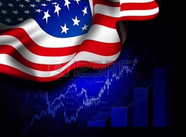 Market Financial Data with flag of USA, as an indicator of changes in the economy. Vector illustration Stock Vector - 27946512
