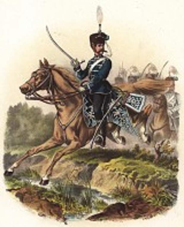 Кавалерист 1-го вестфальского гусарского полка прусской армии в униформе образца 1870-х гг. Preussens Heer. Берлин, 1876