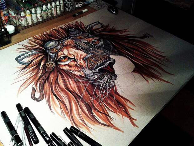 стимпанк лев от художницы из румынии (5)