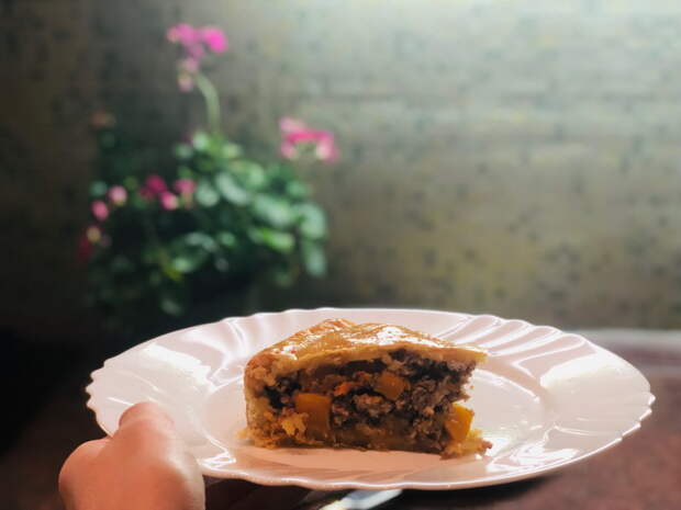 Мясной пирог с тыквой