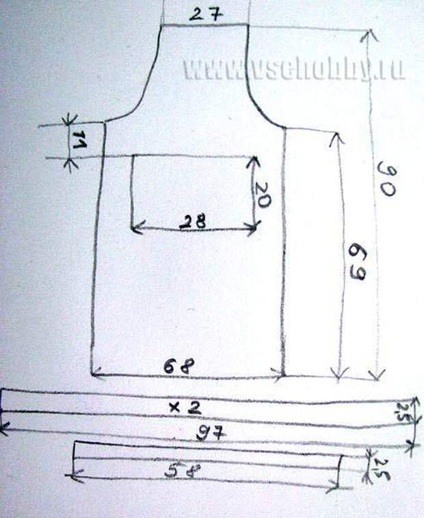 примерная выкройка взрослого фартука