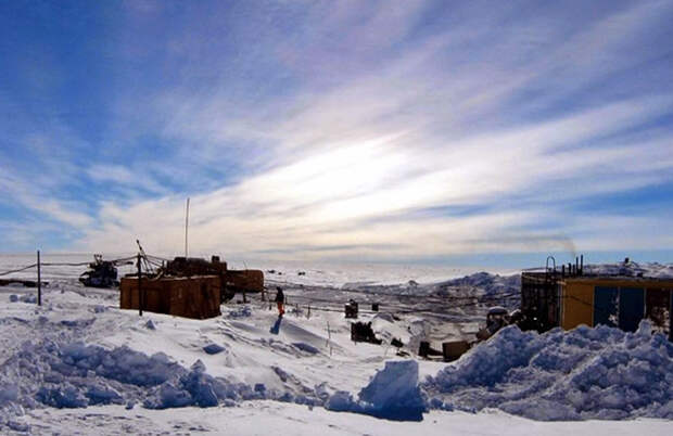 Восток, Антарктида  В районе единственной используемой Россией внутриконтинентальной антарктической научной станции одни из тяжелейших условий на Земле. 120 дней в году здесь длится полярная ночь, среднегодовая скорость ветра достигает 5 м/сек и всего два месяца в году среднемесячная температура воздуха превышает -40 °C. В этом месте был зарегистрирован абсолютный температурный рекорд среди самых низких температур на планете из всех метеорологических станций в 20 веке: термометр зафиксировал −89,2 °C.