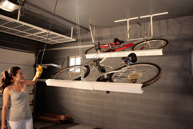 Гараж: 35. Храните велосипеды горизонтально потолку кухня, хранения