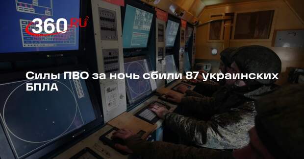 Российские силы ПВО за ночь сбили 87 украинских беспилотников