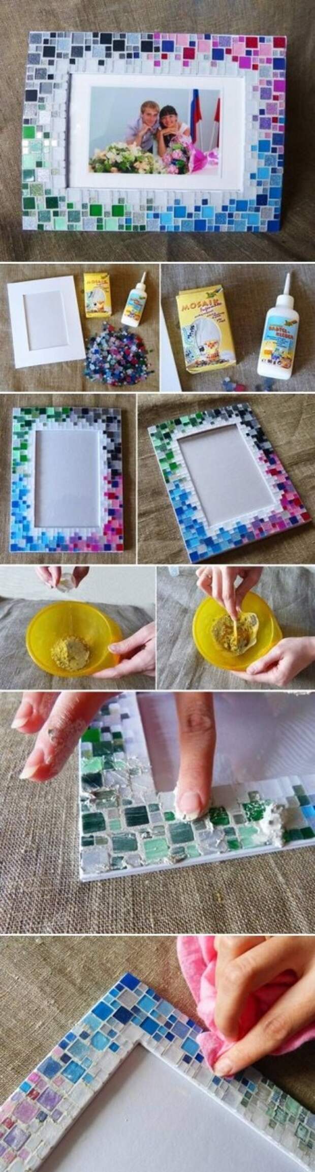 DIY Colorful Mosaic Picture Frame Pictures, Photos, and Images for Facebook, Tumblr, Pinterest, and Twitter
