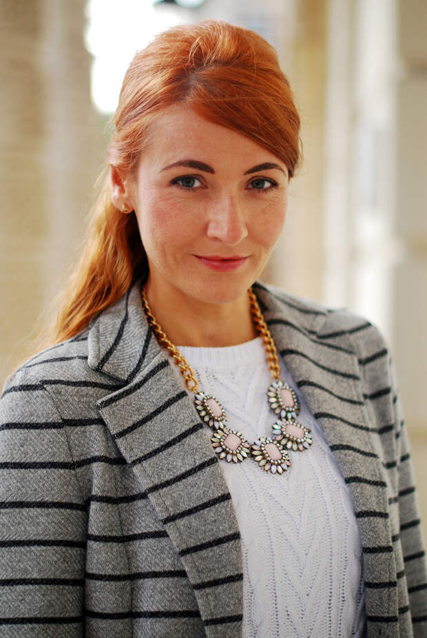 Grey striped blazer with loose fit pants