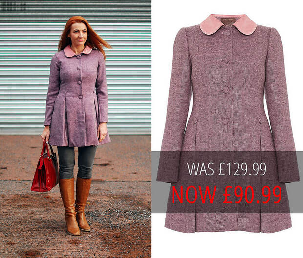 Sale: Fever London Pink/Charcoal Iris Dress Coat