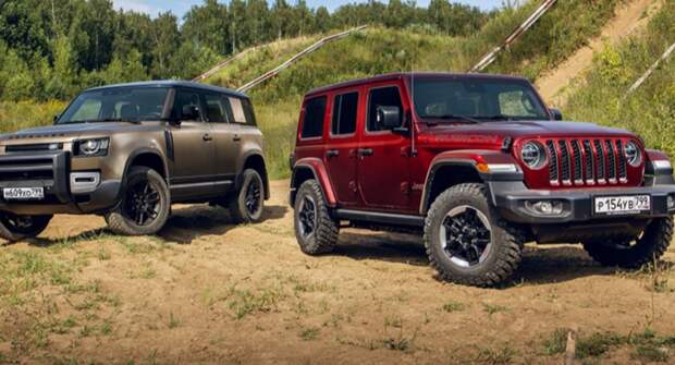 Тест-драйв на танковом полигоне Jeep Wrangler и Land Rover Defender