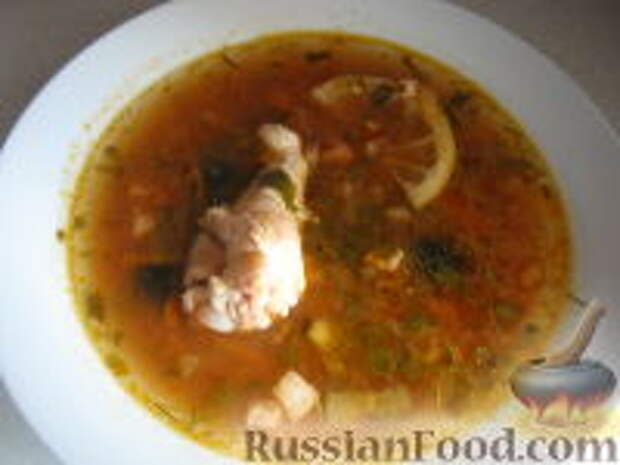 Фото к рецепту: Солянка сборная с куриными крылышками