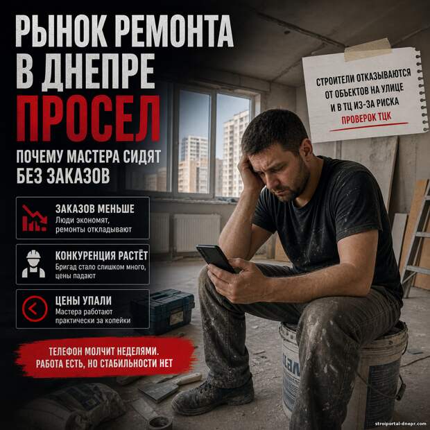 «Телефон молчит неделями»: почему рынок ремонта квартир в Днепре фактически ушел в кризис
