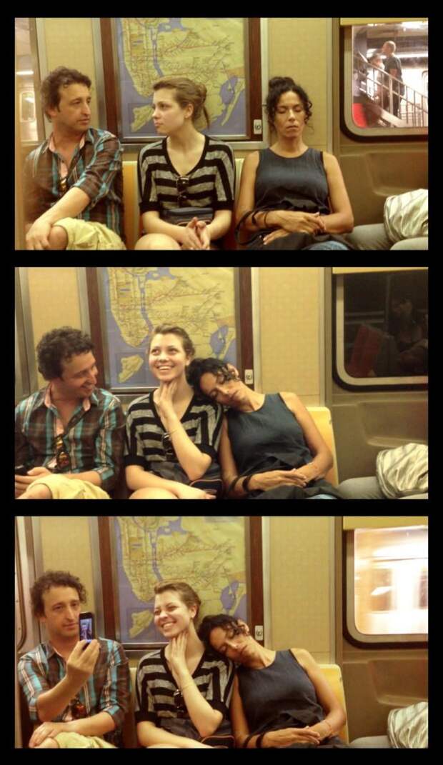 Любопытные фотографии «спящих» пассажиров в метро