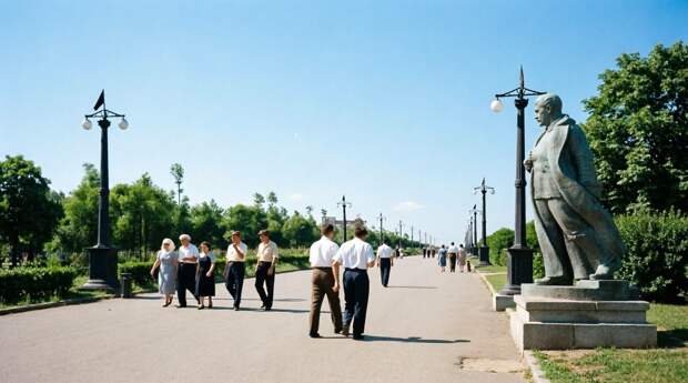 Сталино. Памятник Сталину в парке культуры и отдыха. (Уже не парк Постышева, ещё не парк Щербакова). 1938 год.