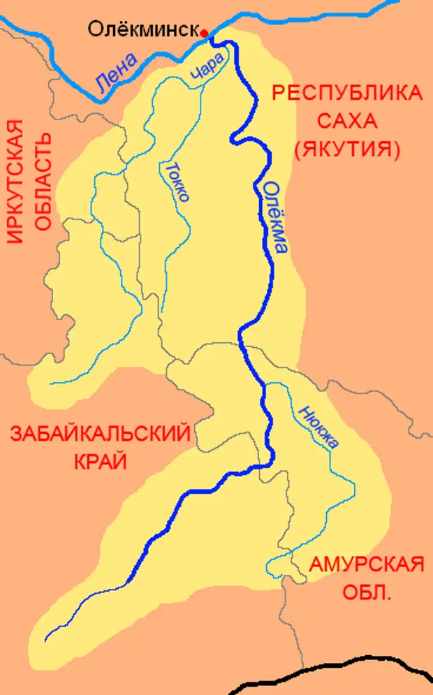 Схема реки лена с притоками