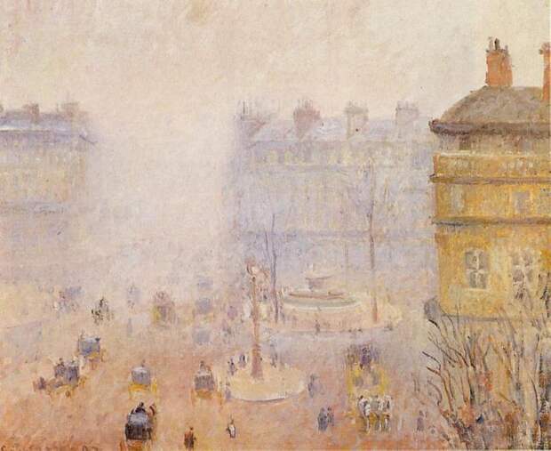 Place du Theatre Francais - Foggy Weather. (1898). Писсарро, Камиль