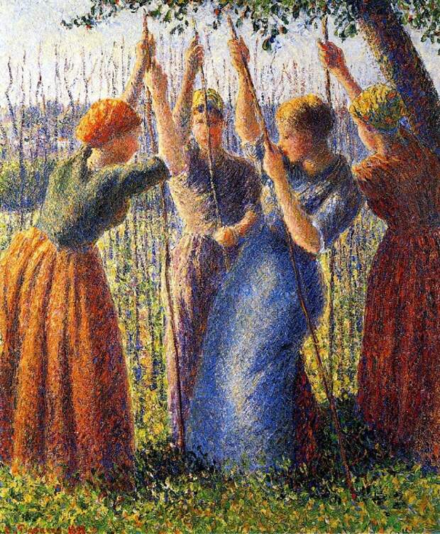 Peasant Women Planting Stakes. (1891). Писсарро, Камиль