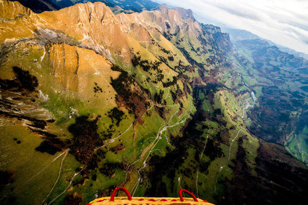Drifting over the Intyamon Valley, Switzerland.