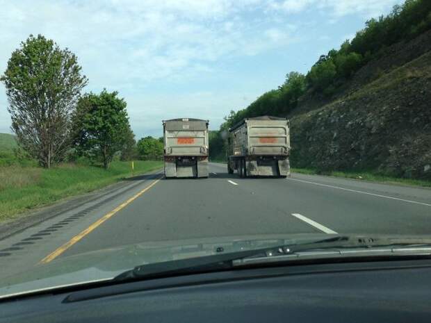 They've Been At It For About 30 Miles So Far. On I-80 In Pennsylvania
