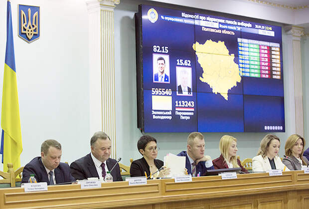 Председатель Центральной избирательной комиссии Украины Татьяна Слипачук (третья слева) во время оглашения итогов выборов президента Украины