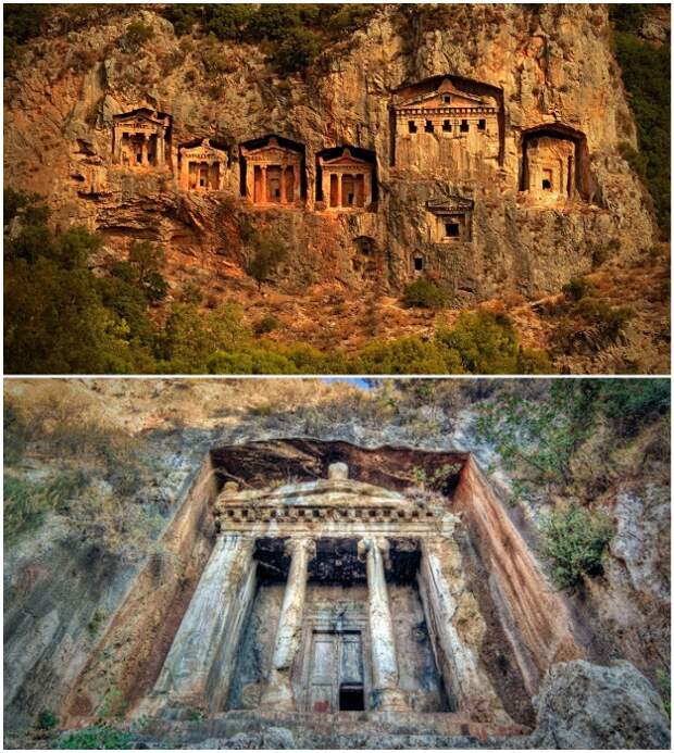 Богато украшенные гробницы Мирры привлекают тысячи туристов (Турция).