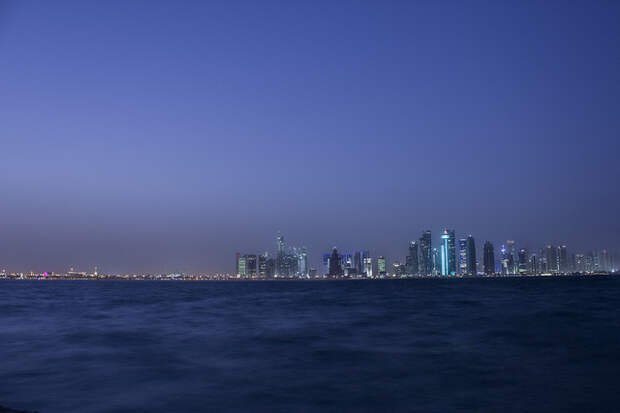 Doha's skyline by night