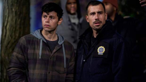 Velasco and Danny standing together on Law & Order: SVU Season 26 Episode 13