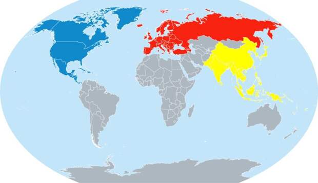 Американский еженедельник показал карту, как США, Россия и Китай могут поделить мир