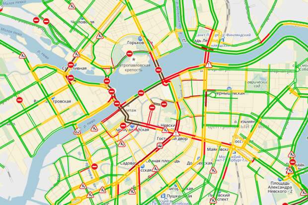 Карта санкт петербурга пробки онлайн сейчас