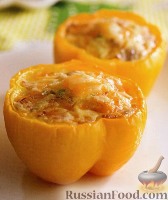 Фото к рецепту: Перец, фаршированный  картошкой и беконом