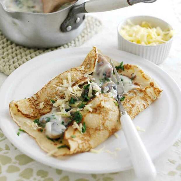 Блинчики с грибной начинкой. \ Фото: dairydiary.co.uk. Блинчики с грибной начинкой. \ Фото: dairydiary.co.uk.