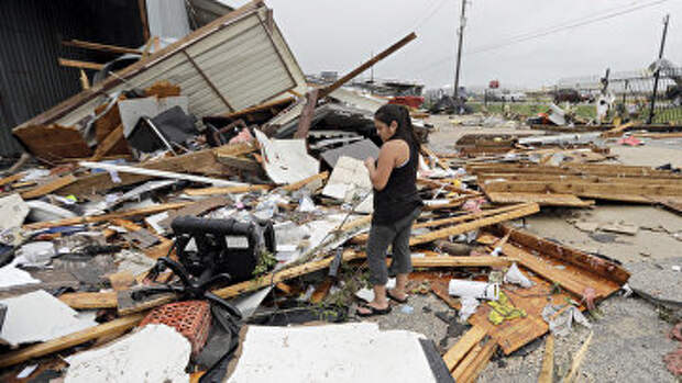 Последствия урагана Харви в Кэти, штат Техас, США. 26 августа 2017