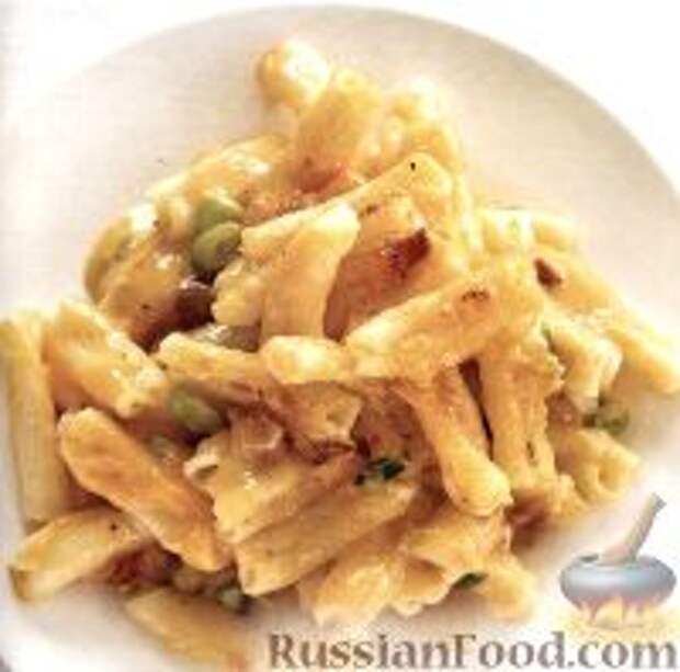 Фото к рецепту: Макароны с сыром и беконом