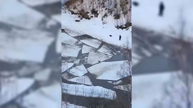 В Петербурге сняли опасные игры подростков на уплывающих льдинах