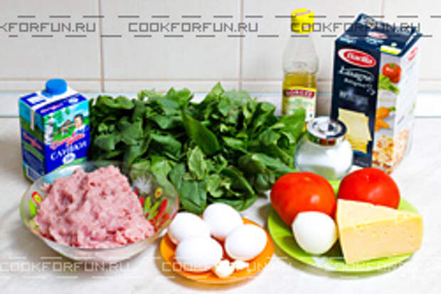 Ингредиенты для лазаньи со шпинатом