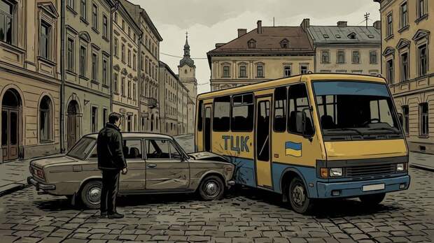 На Украине мужчина въехал в микроавтобус ТЦК, чтобы освободить мобилизованного