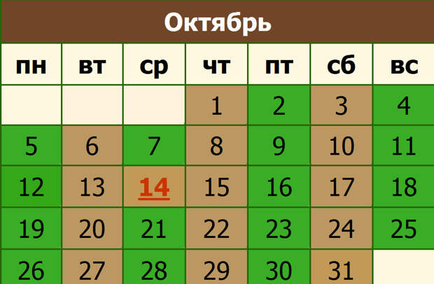 календарь венчаний на 2015 год, на октябрь