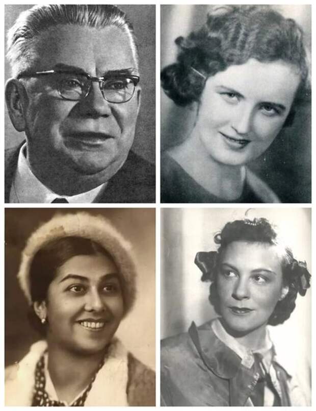 Сверху-вниз, слева-направо: Михаил Яншин, Вероника Полонская, Ляля Черная, Нонна Мейер