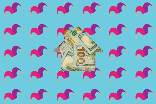 a bunch of hundred dollar bills in the shape of a house